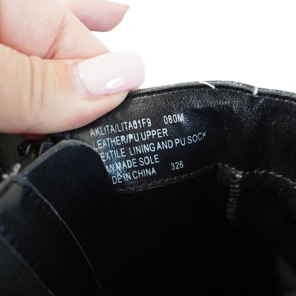 Anne Klein Black Leather Ankle Boots With Side Buckles & Zippers - Size 8M - Picture 3 of 6